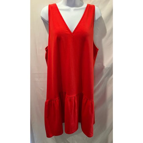 Red Ruffle Trim V-Neck Sleeveless Sundress - A New Day - Size XL - Picture 1 of 6